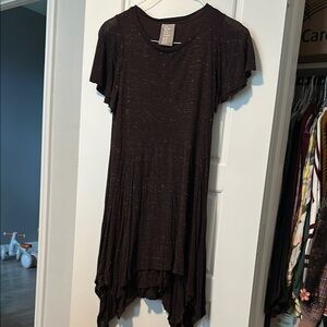 Dolan Maroon Asymmetrical Ruffled Dress